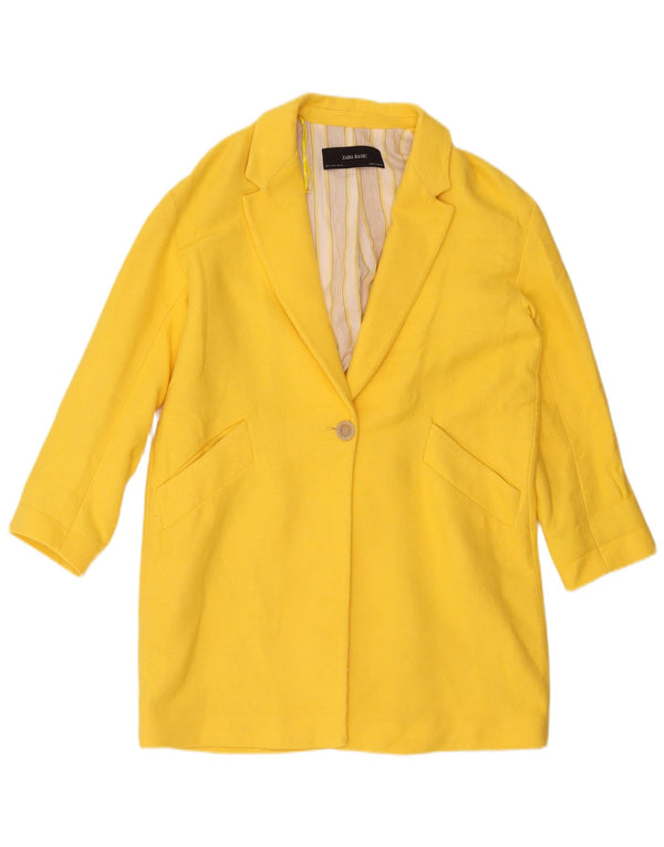 Zara Dame Oversized 1 knap Longline Blazer Jacket UK 10 Small Yellow