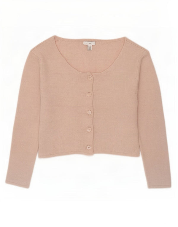 Topshop Dame Crop Cardigan Sweater UK 14 Medium Pink Akryl