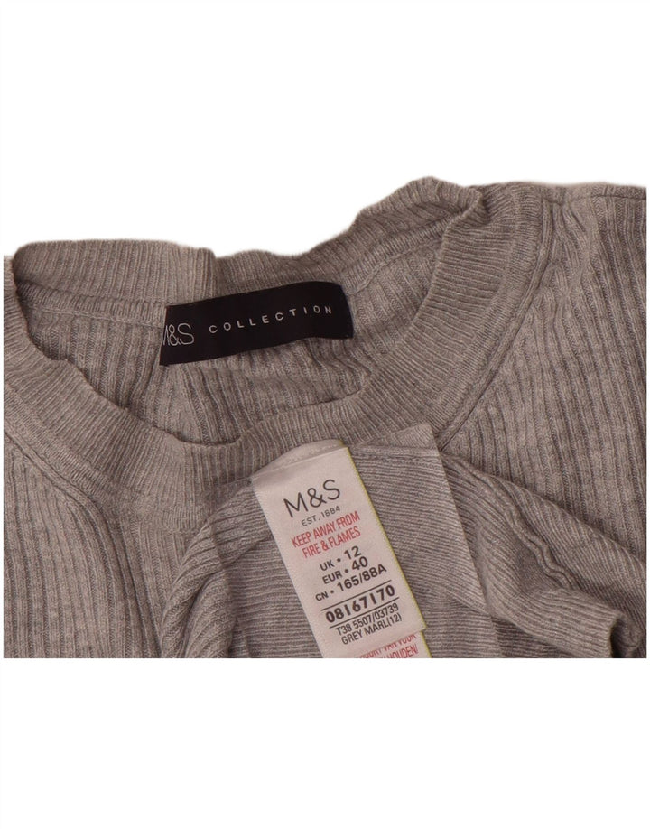 Marks & Spencer Dame sweater med rund hals DK 12 Medium Grå Viscose