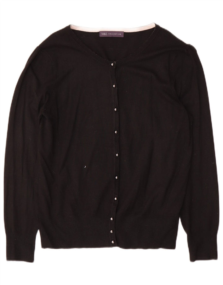 Marks & Spencer Dame Cardigan Sweater UK 14 Medium Black Viscose