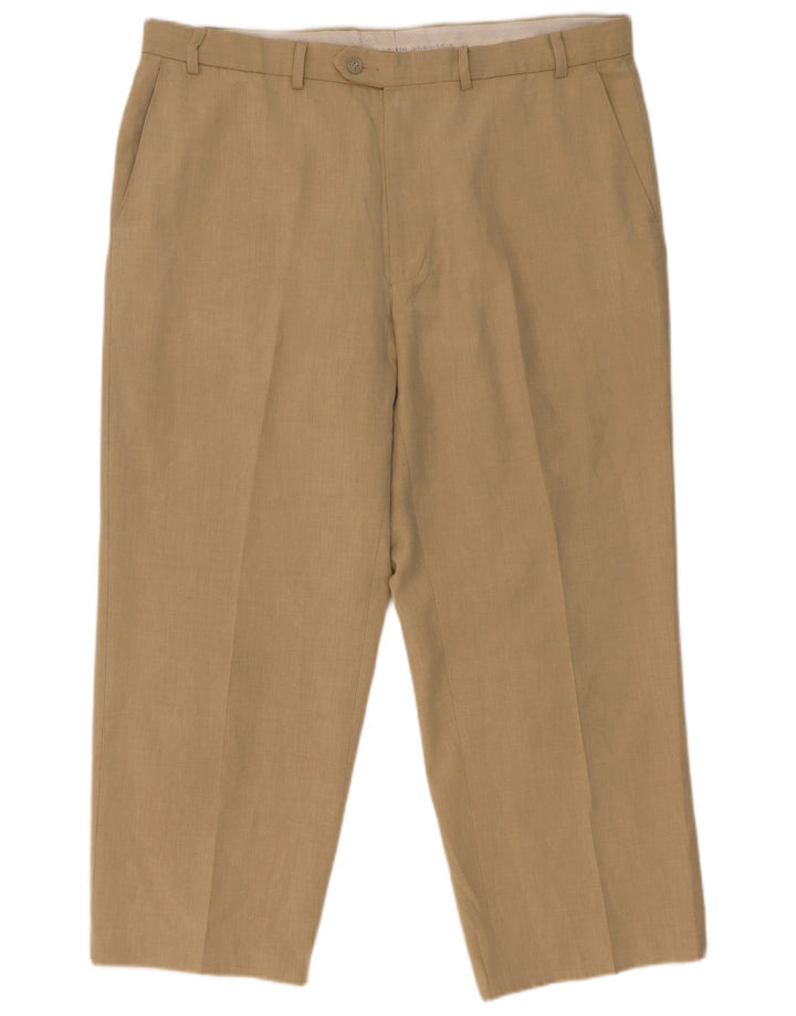 Marks & Spencer Straight Suit Bukser til mænd W38 L26 Beige Polyester