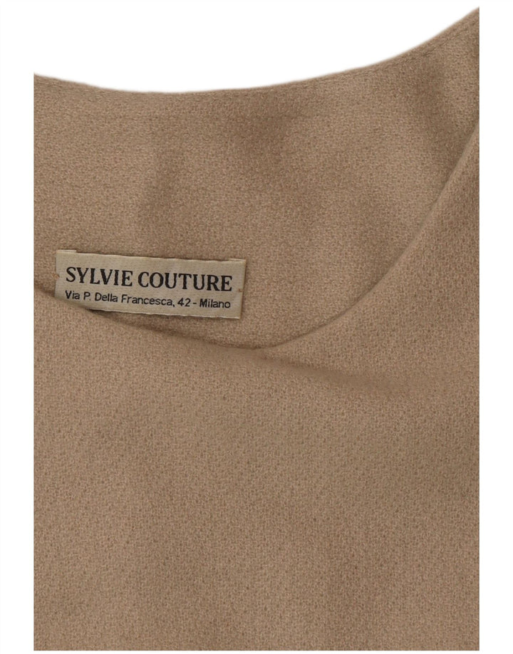 Vintage Dame Langærmet Skift Kjole EU 42 Large Beige