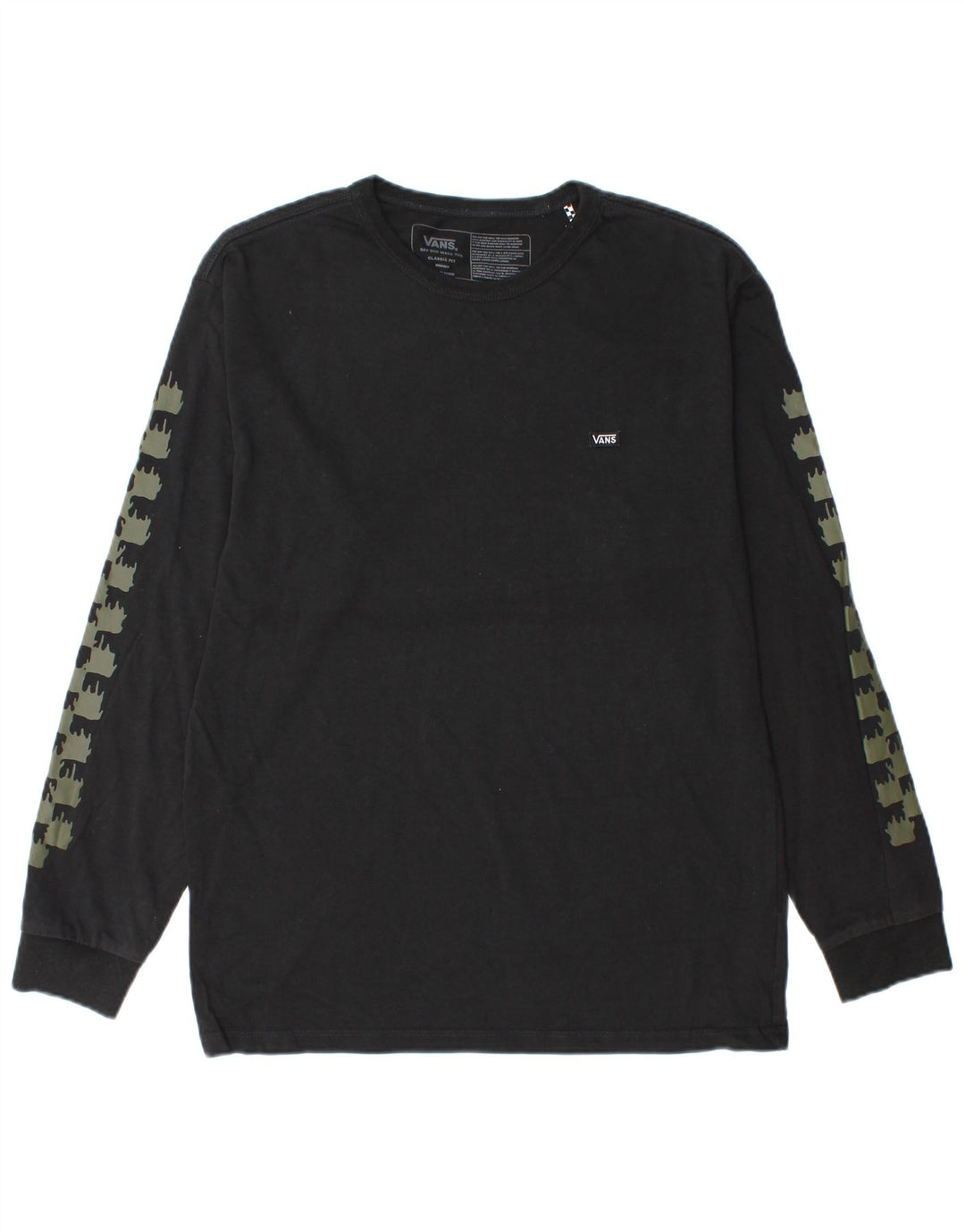 Vans Herre Classic Fit Grafisk Top Langærmet Medium Sort Geometrisk Bomuld