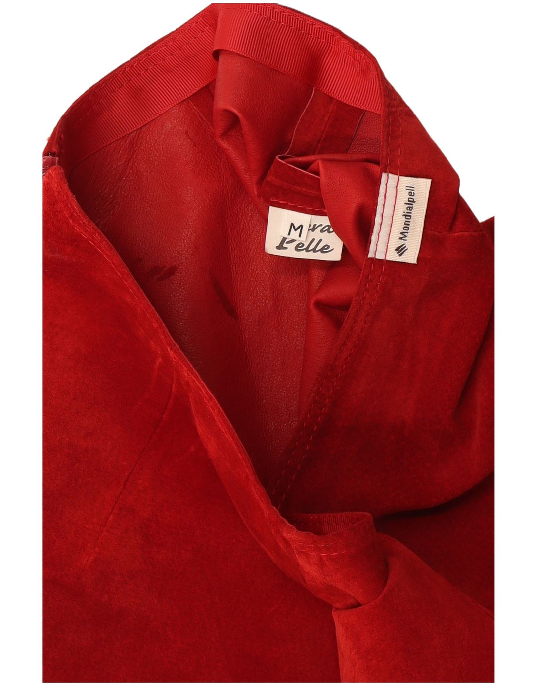 Vintage dame ruskind mininederdel Medium W28 rødt læder