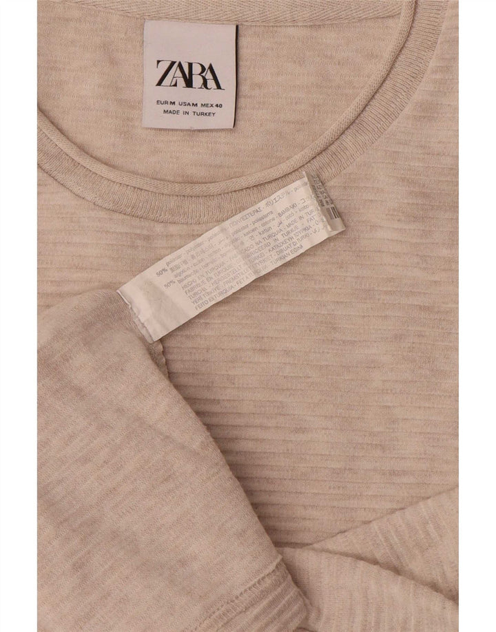 Zara Herre Top Langærmet Medium Beige Polyester