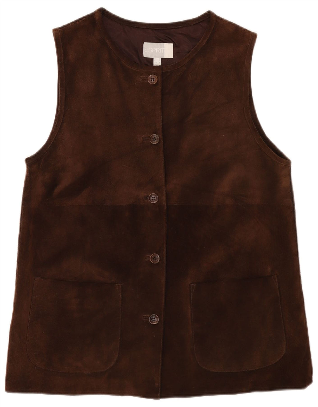 Esprit Dame Ruskind Gilet UK 14 Medium Brown Læder