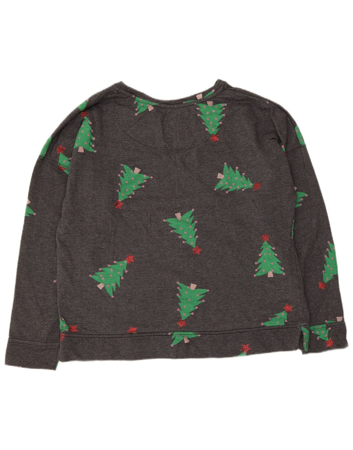 Marks & Spencer Dame Grafisk Sweatshirt Jumper UK 16 Large Grey Christmas