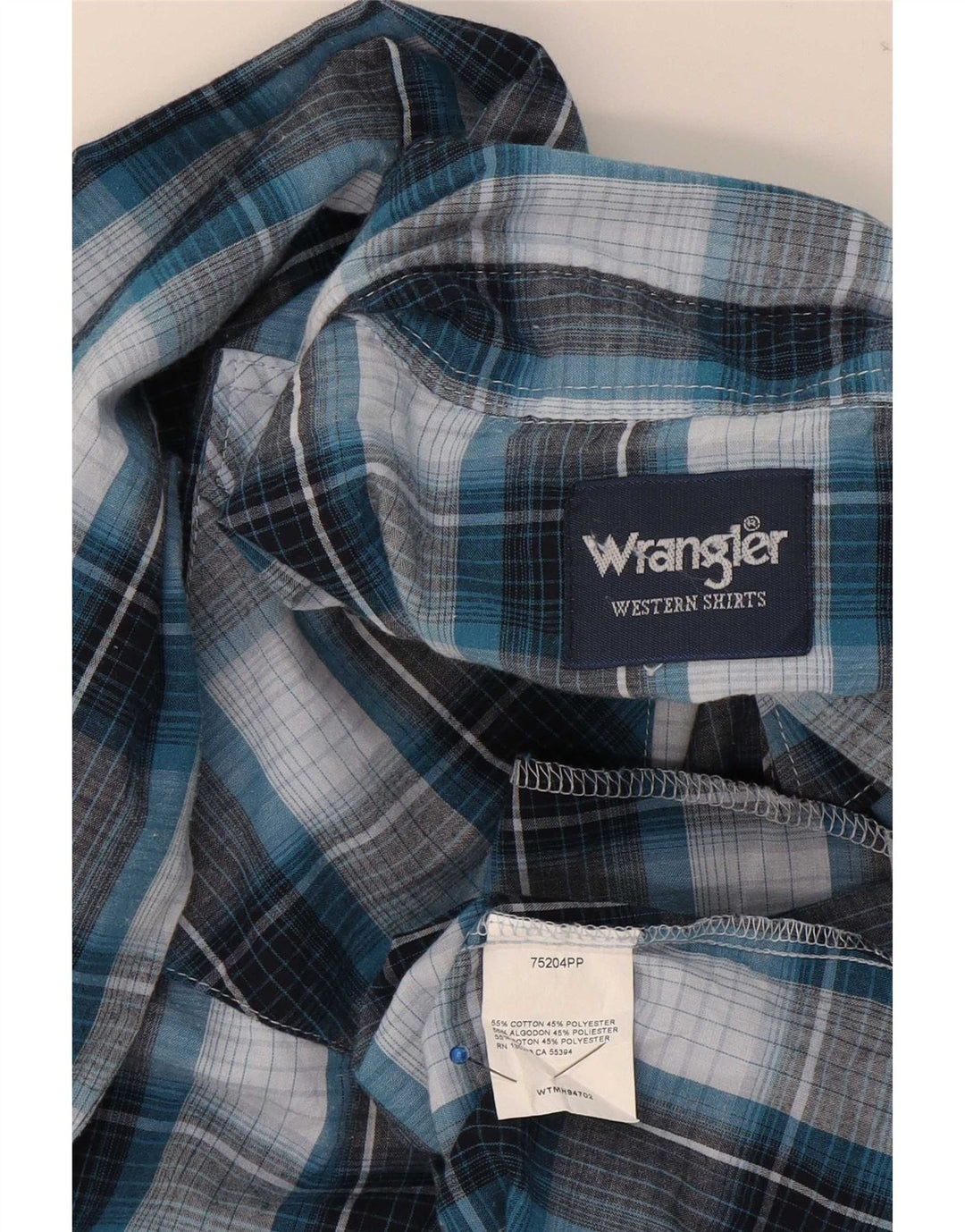 Wrangler herreskjorte mellemblå ternet bomuld