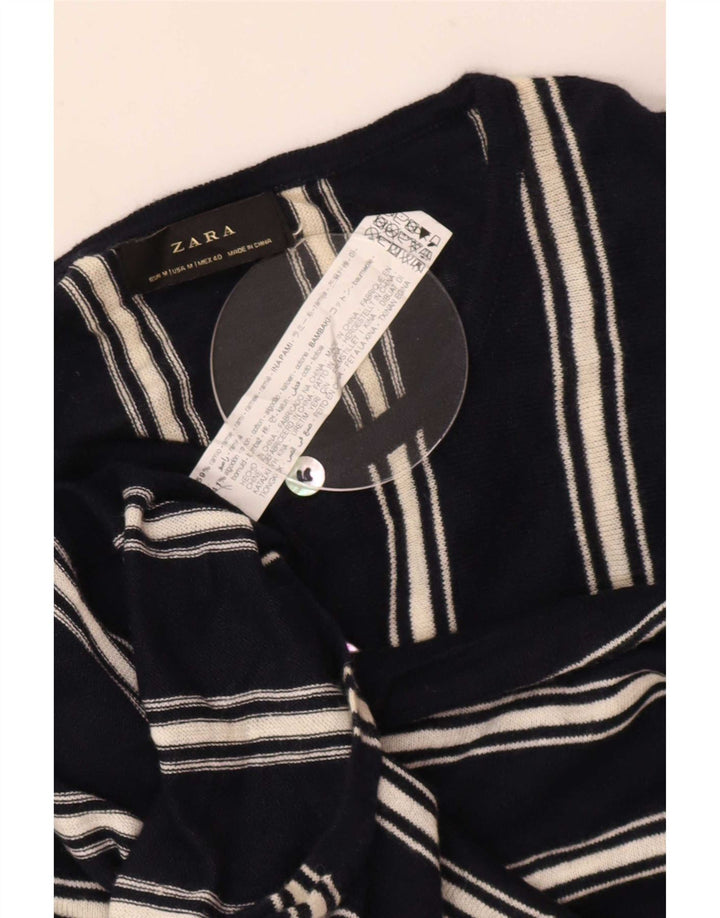 Zara Herre Top Langærmet Medium Marineblå Stribet Ramie