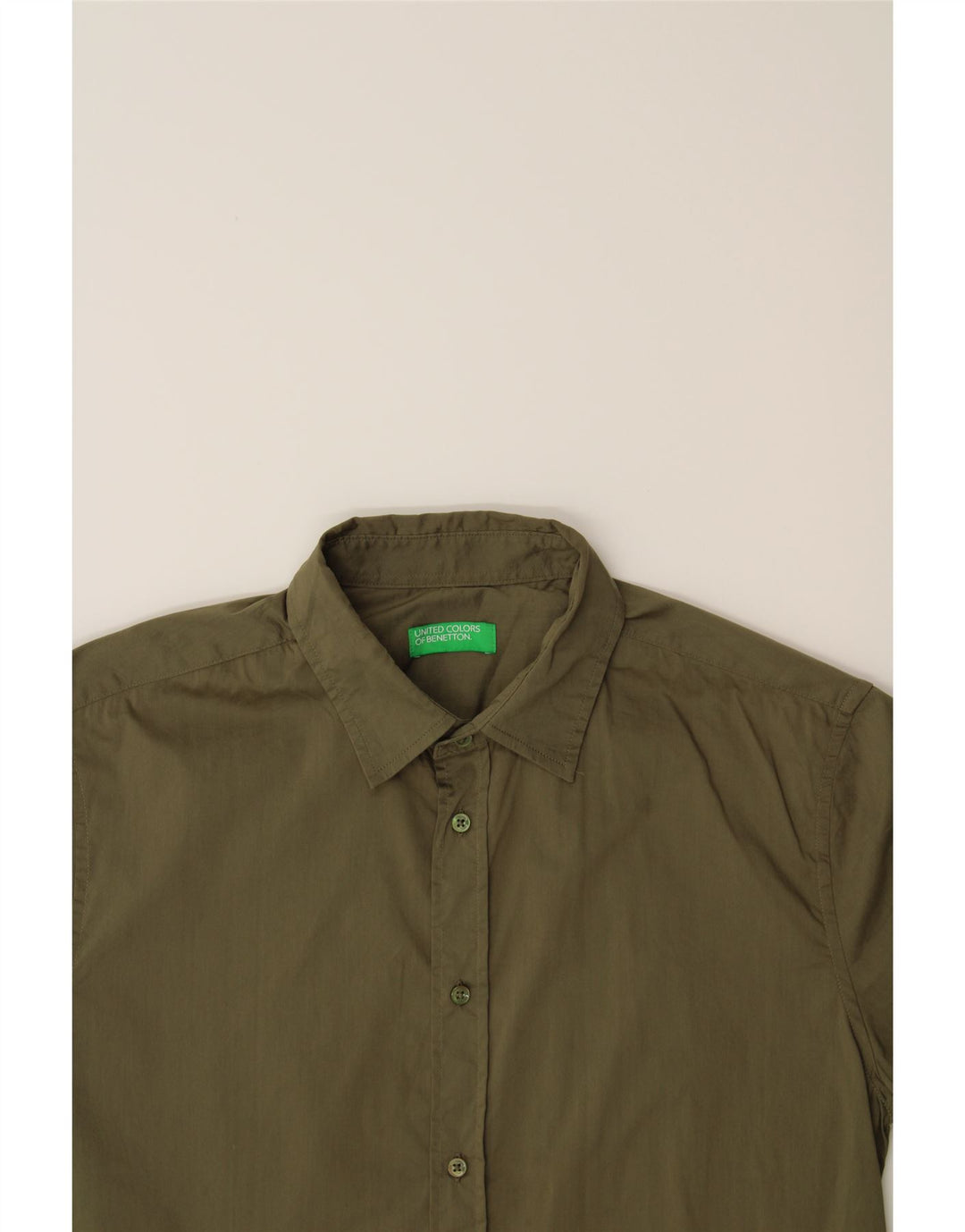BENETTON Mens Short Sleeve Shirt Large Khaki Polyamide Vintage Benetton and Second-Hand Benetton from Messina Hembry 