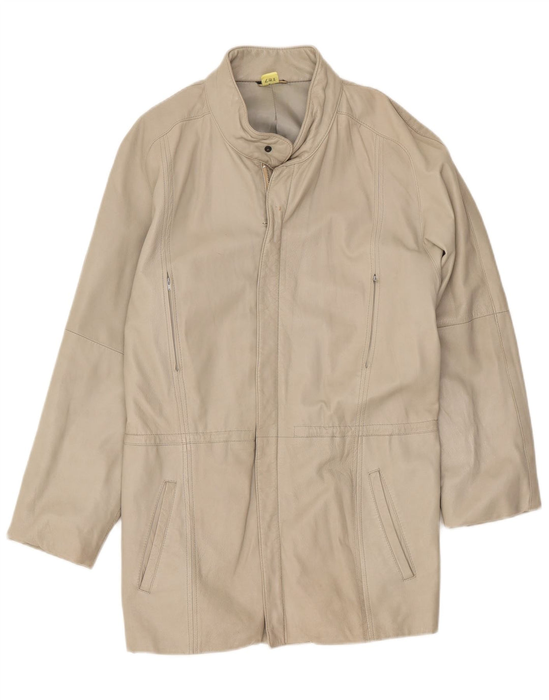 Vintage dame læderfrakke UK 14 Medium Off White