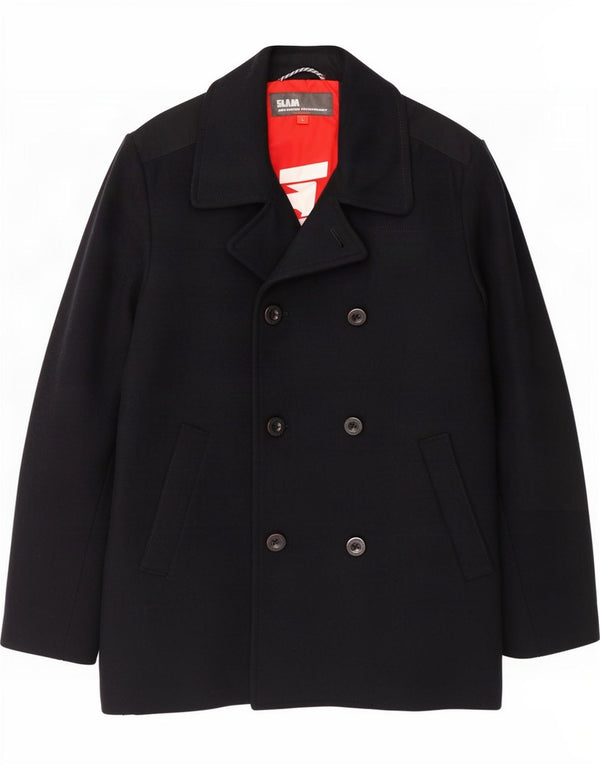 Slam Herre Pea Coat UK 40 Large Navy Blue Wool