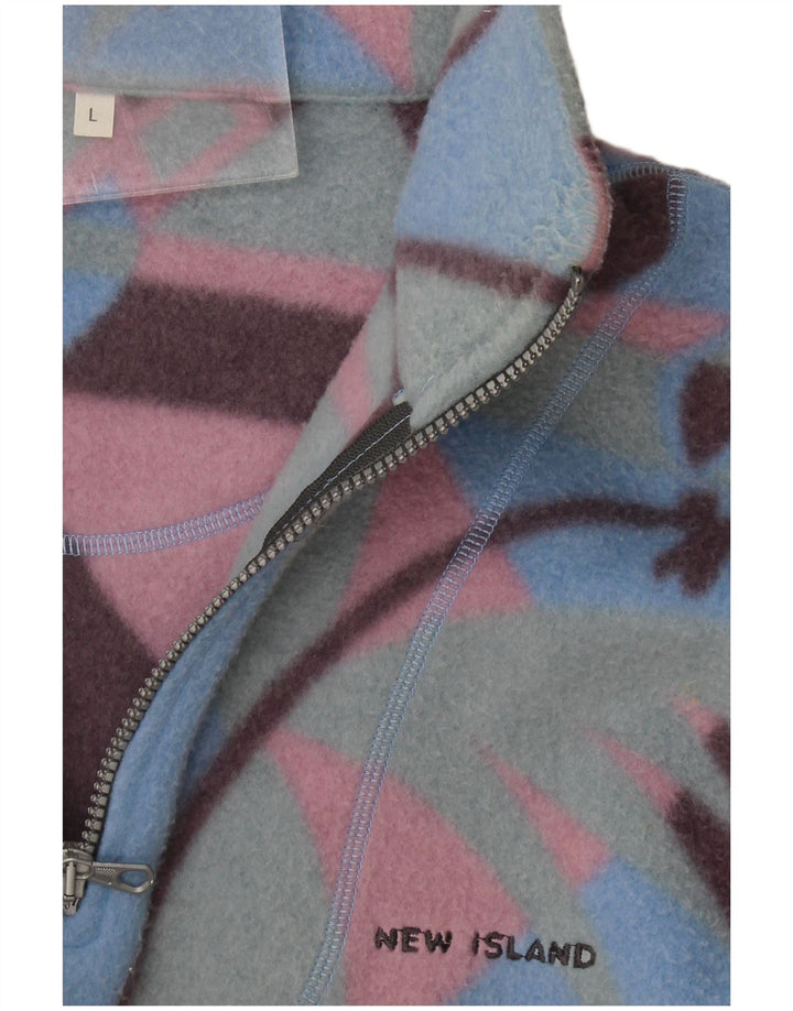 Vintage herre lynlås hals fleece jumper stor flerfarvet Fair Isle