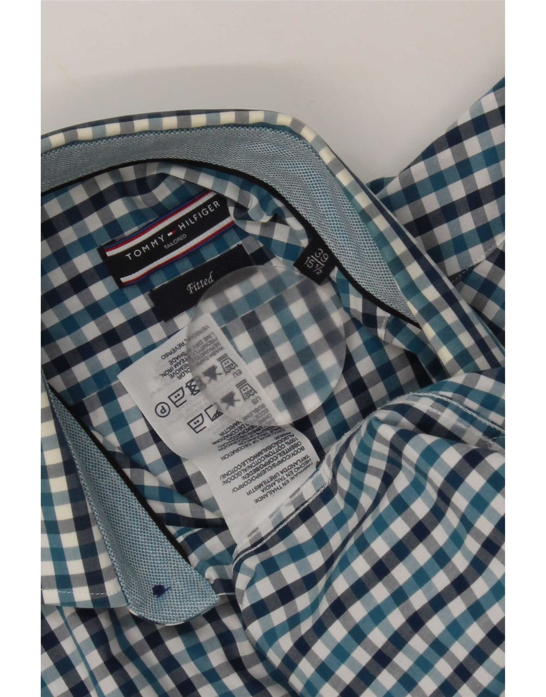 Tommy Hilfiger Skræddersyet herreskjorte str. 39 15 1/2 Medium Blue Gingham