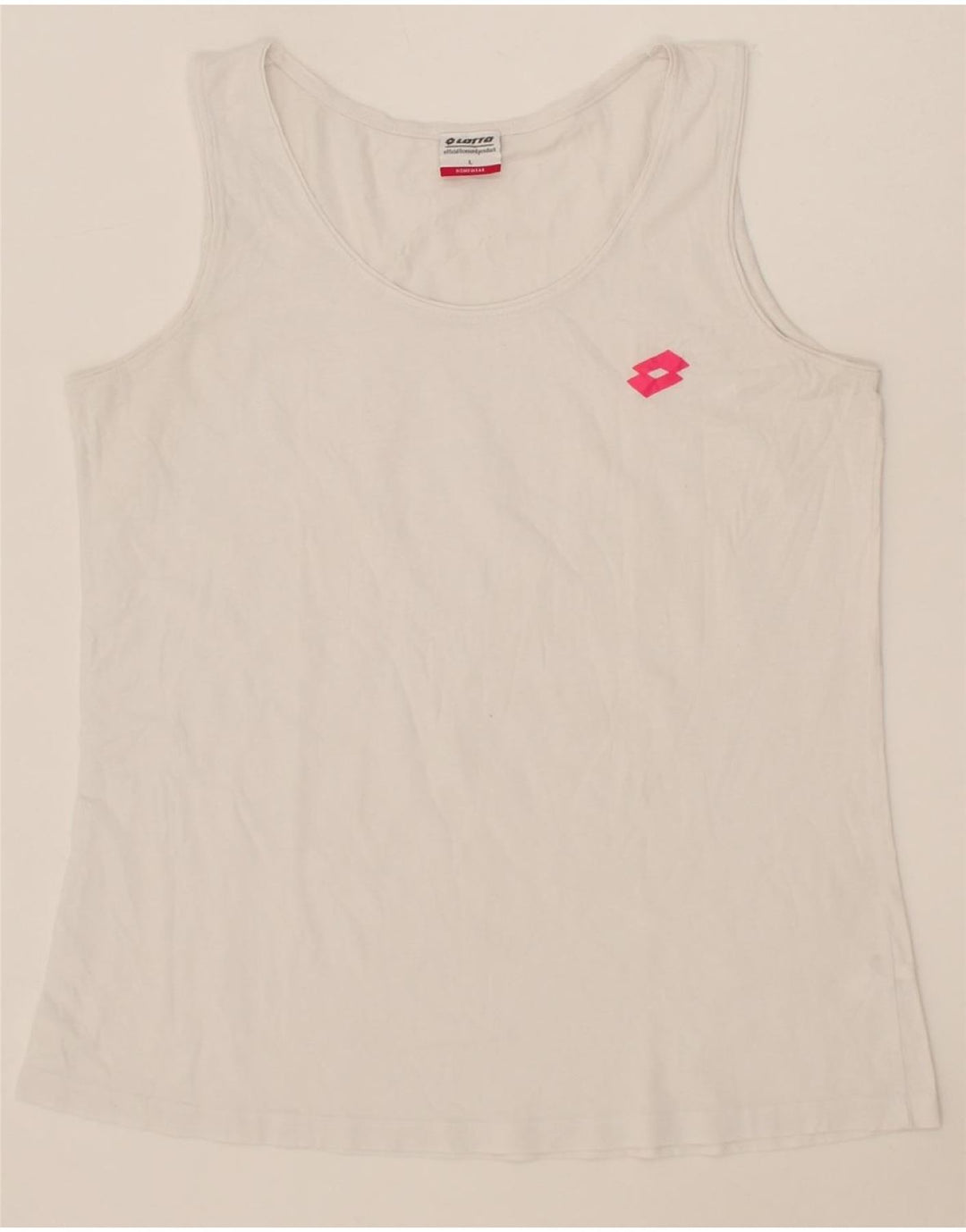 LOTTO Womens Vest Top UK 14 Large White Cotton Vintage Lotto and Second-Hand Lotto from Messina Hembry 