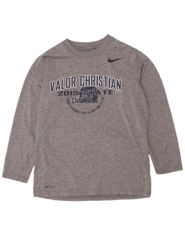 Nike Boys Dri Fit grafisk top langærmet 8-9 år lille grå polyester