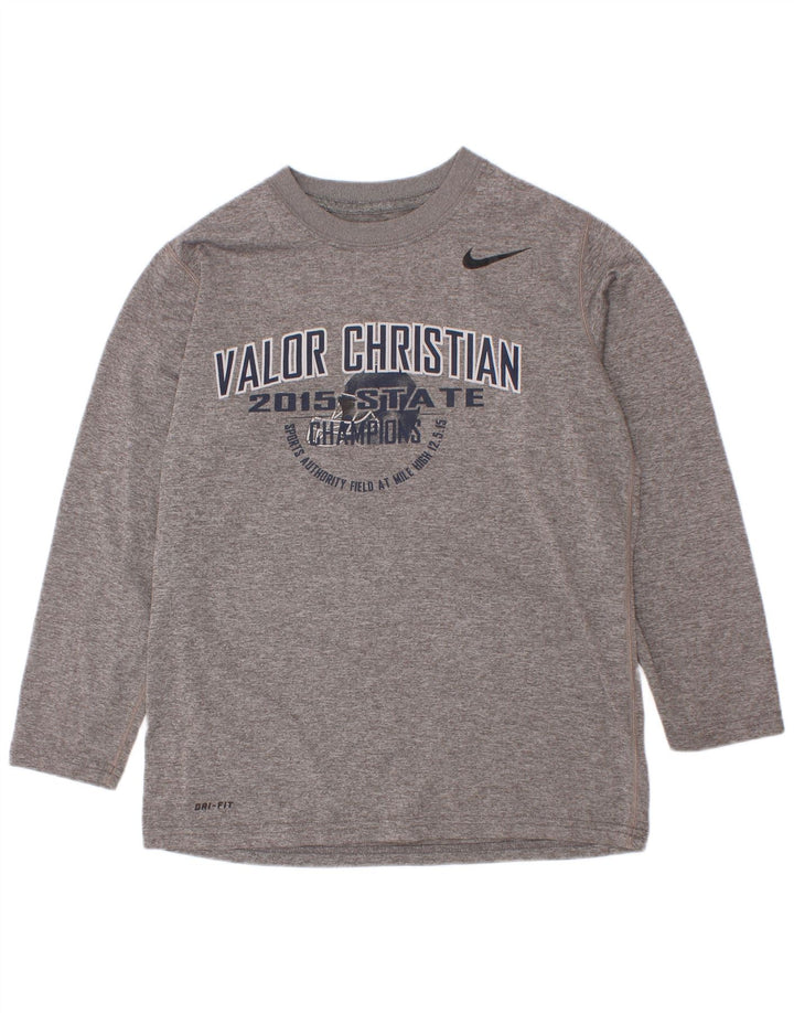Nike Boys Dri Fit grafisk top langærmet 8-9 år lille grå polyester