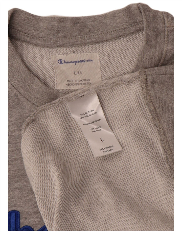 Champion Herre Grafisk Sweatshirt Jumper Large Grå Flecked Bomuld