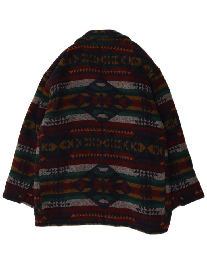 Vintage Herre Windbreaker Coat EU 56 3XL Multifarvet Geometrisk Uld Aztec