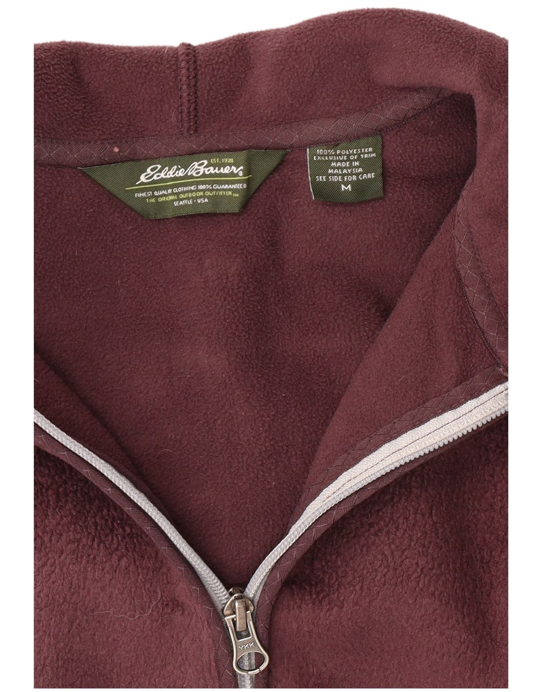 EDDIE BAUER Dame Hættejakke i fleece UK 14 Medium Burgundy Polyester