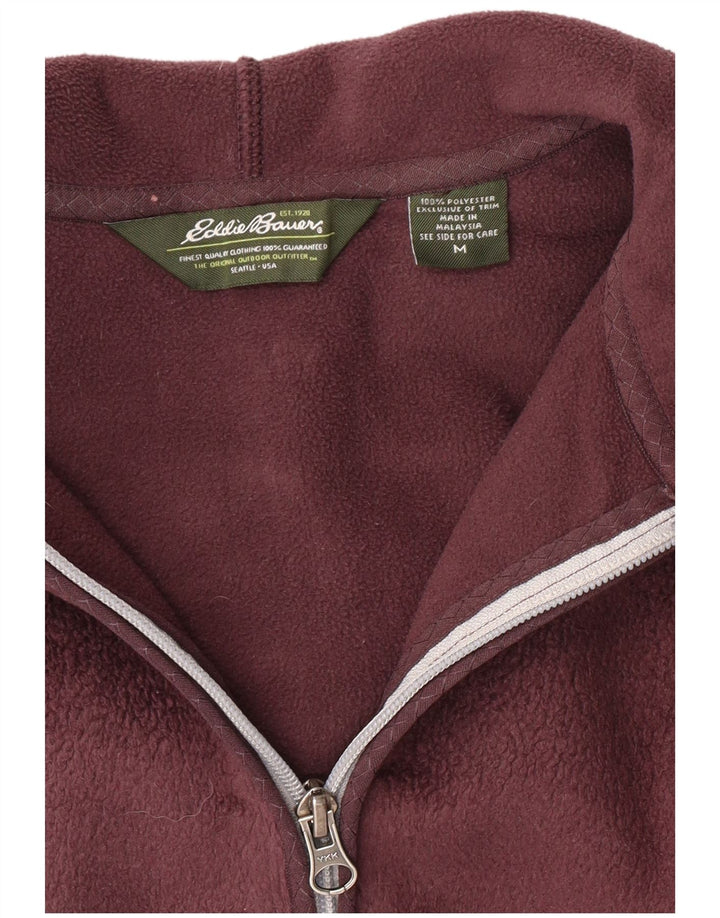 EDDIE BAUER Dame Hættejakke i fleece UK 14 Medium Burgundy Polyester