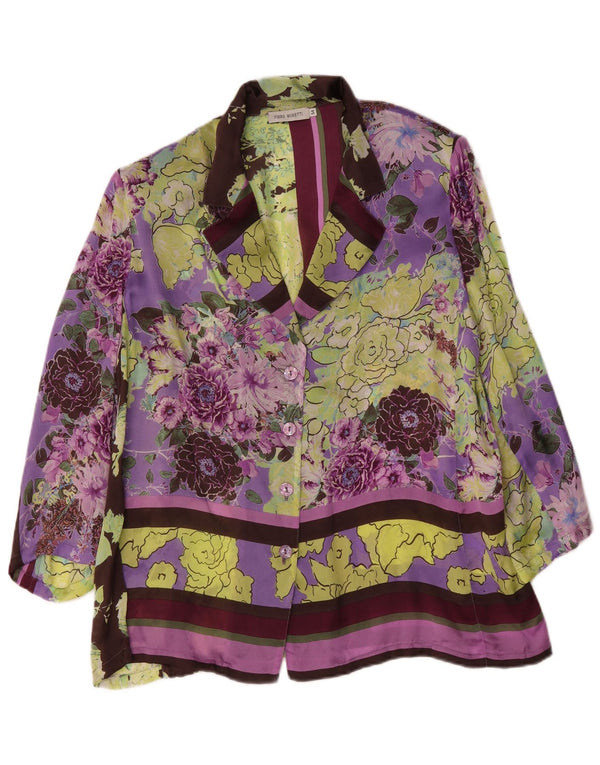 Piero Moretti skjortebluse med 3/4 ærmer til kvinder IT 54 3XL flerfarvet blomster