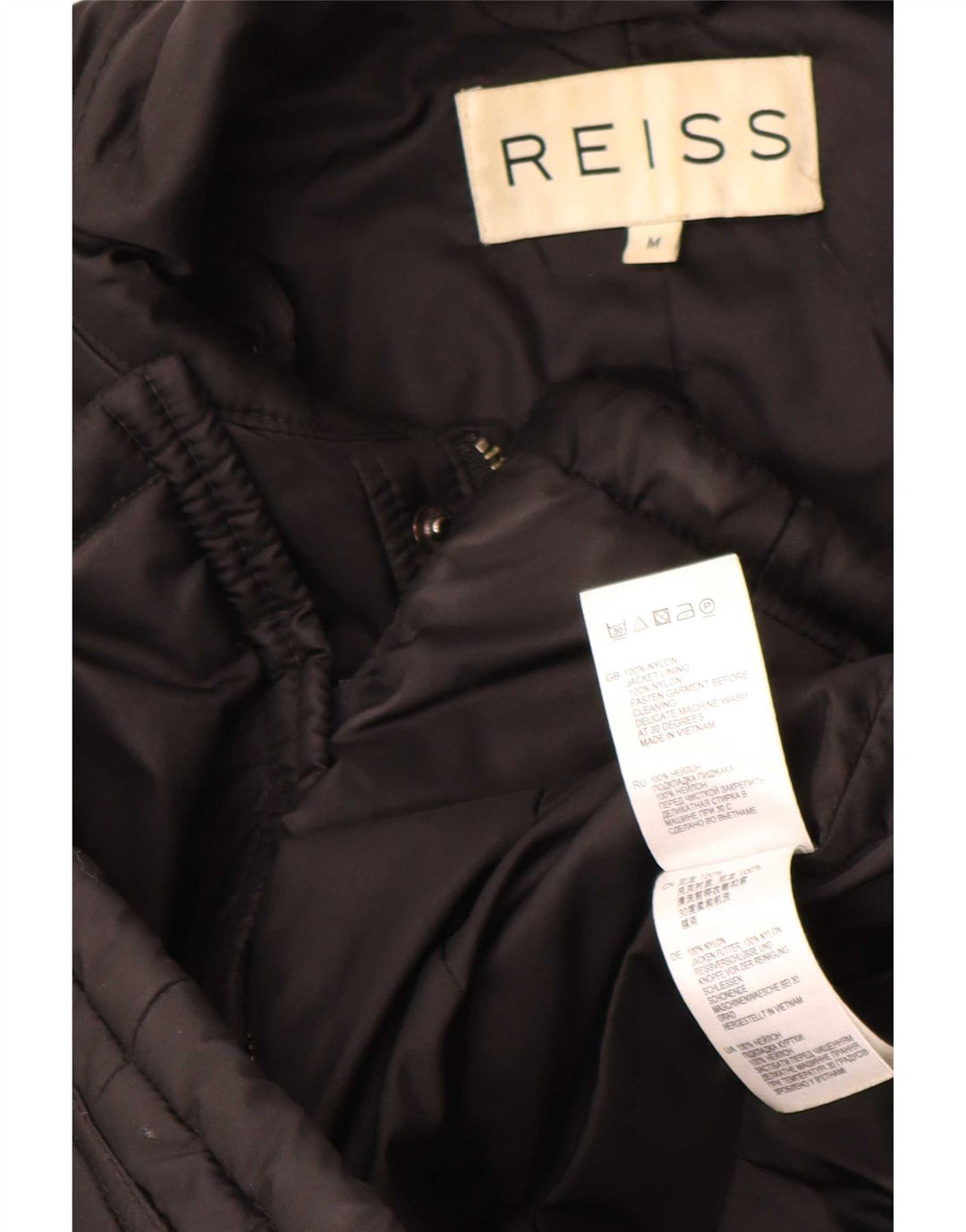 Reiss Herre Quiltet Jakke UK 38 Medium Sort Nylon