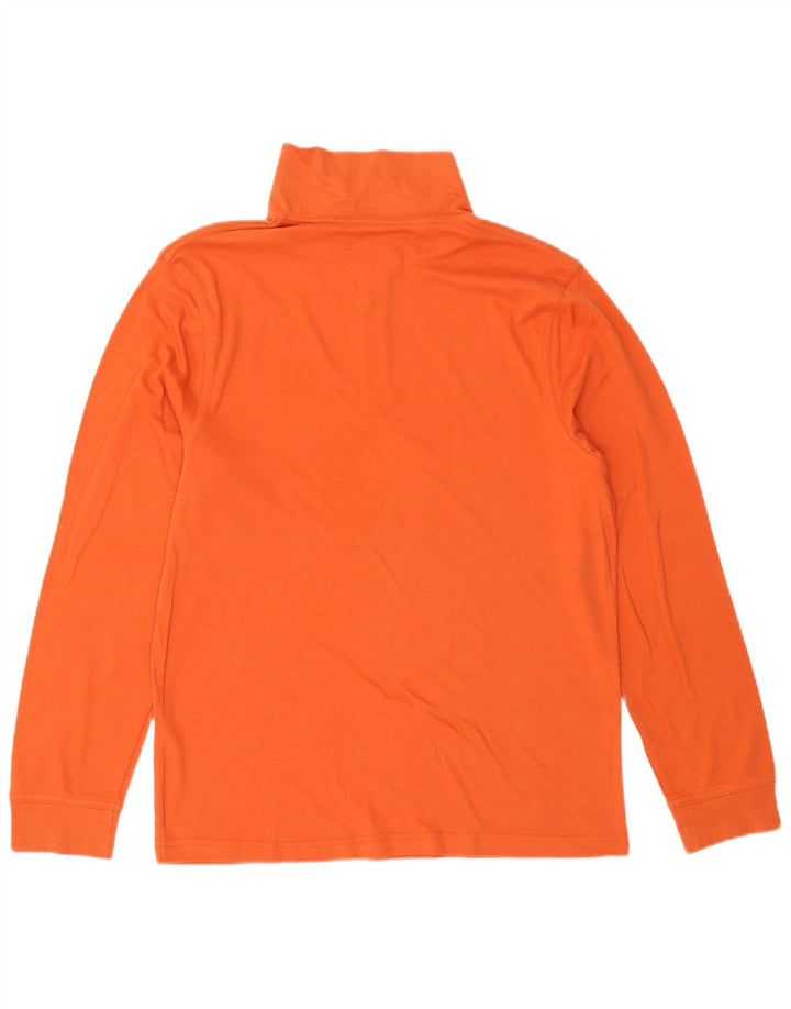 Charles Vogele Herre Zip Neck Top Langærmet Stor Orange Bomuld