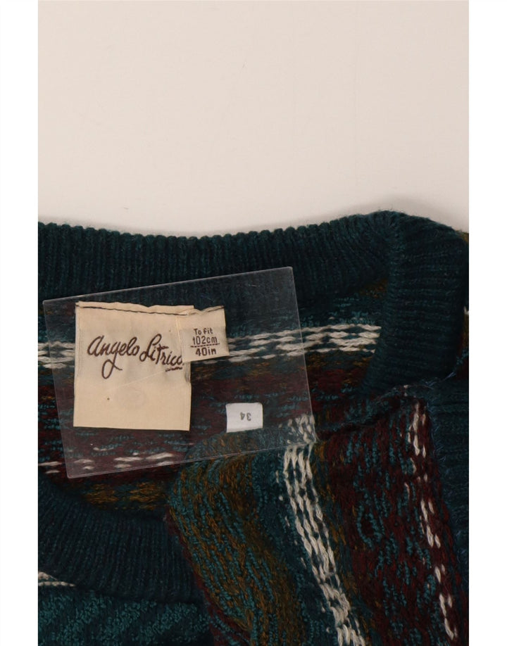 ANGELO LITRICO Herre sweater med rund hals Stor flerfarvet Fair Isle