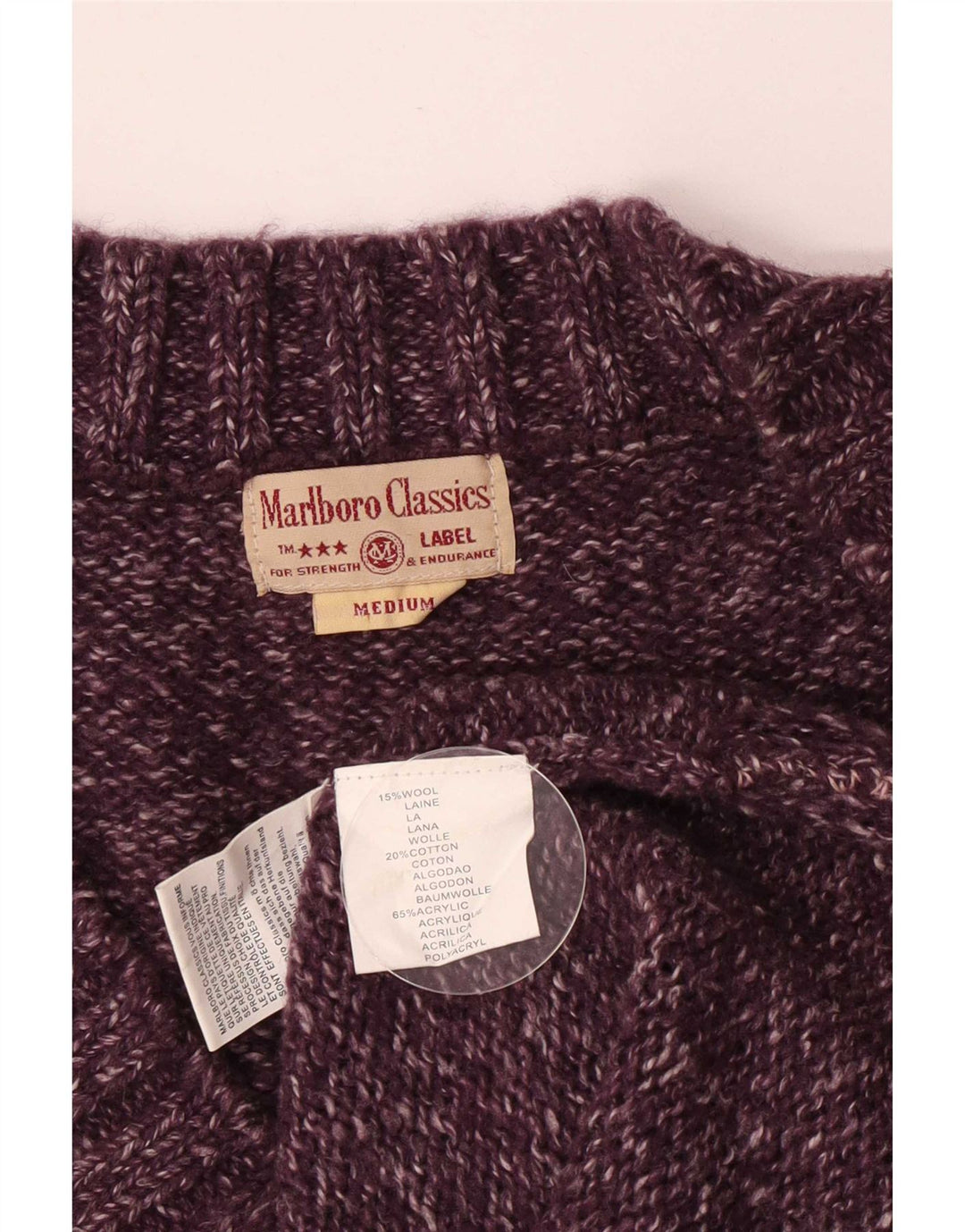 Marlboro Classics Dame V-hals sweater UK 14 Medium Lilla Flecked
