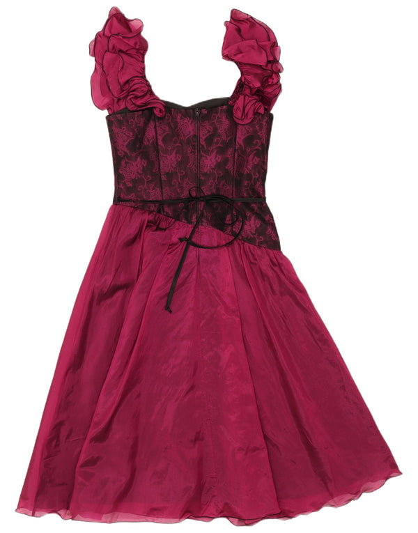 Vintage Dame A-Line Kjole EU 36 Small Pink Floral Silke