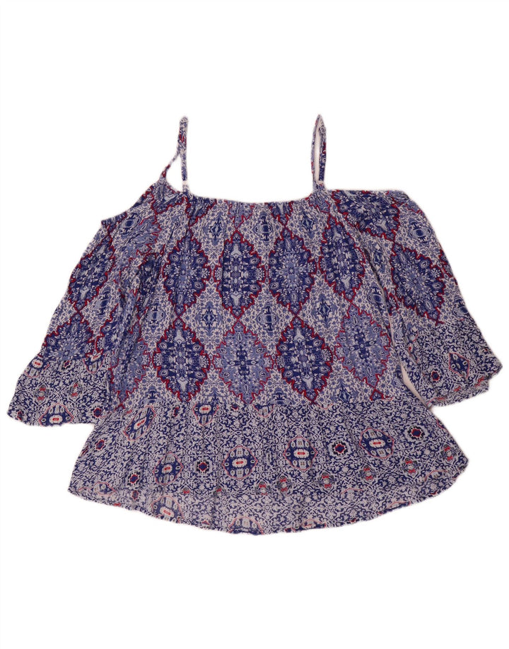 Marks & Spencer Dame Indigo Off Shoulder Top UK 14 Large Blue Floral