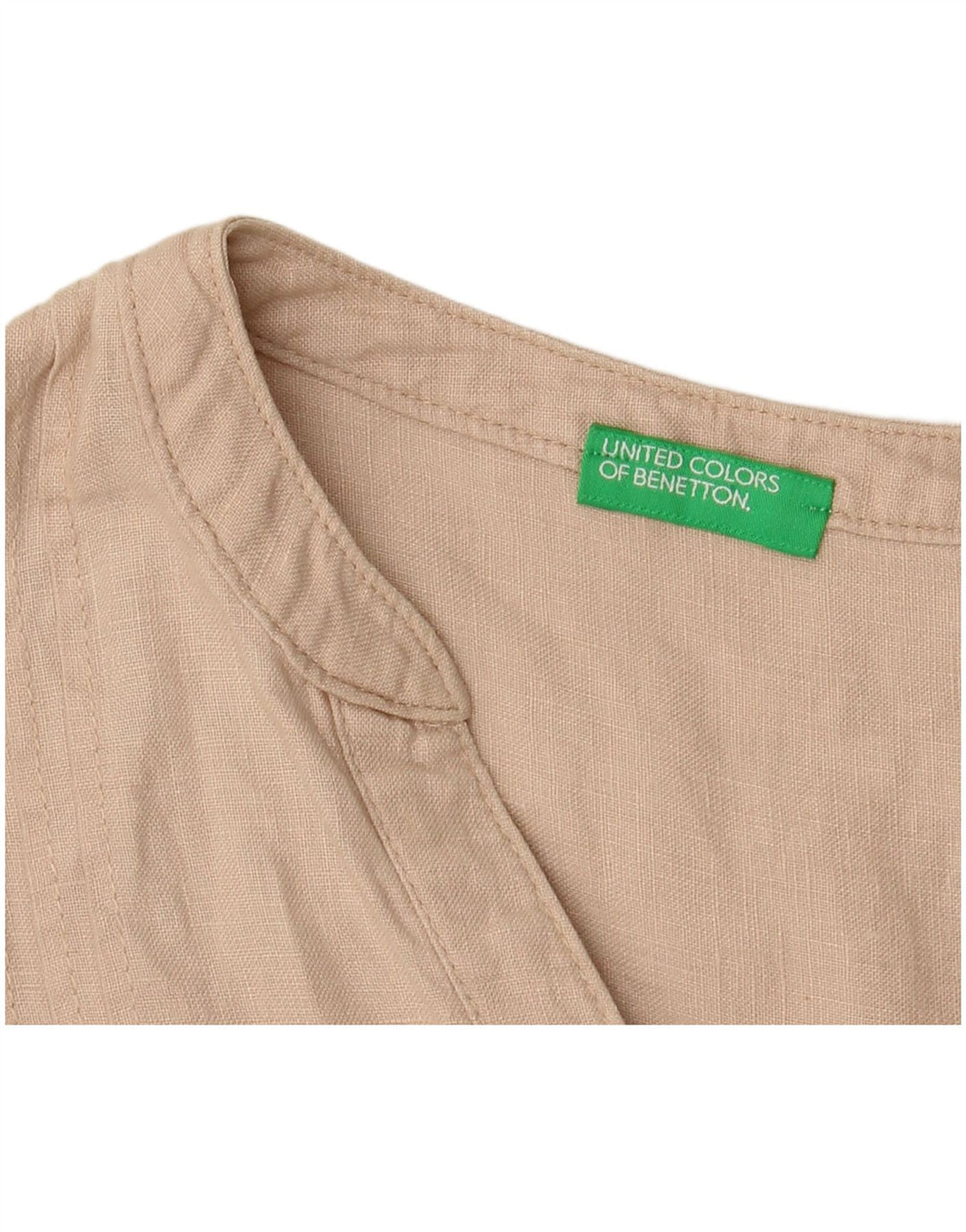 BENETTON 3/4 ærmet tunikakjole til kvinder UK 14 Medium Beige