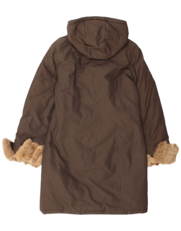 Woolrich Dame Hætte Polstret Frakke UK 14 Medium Brun Bomuld