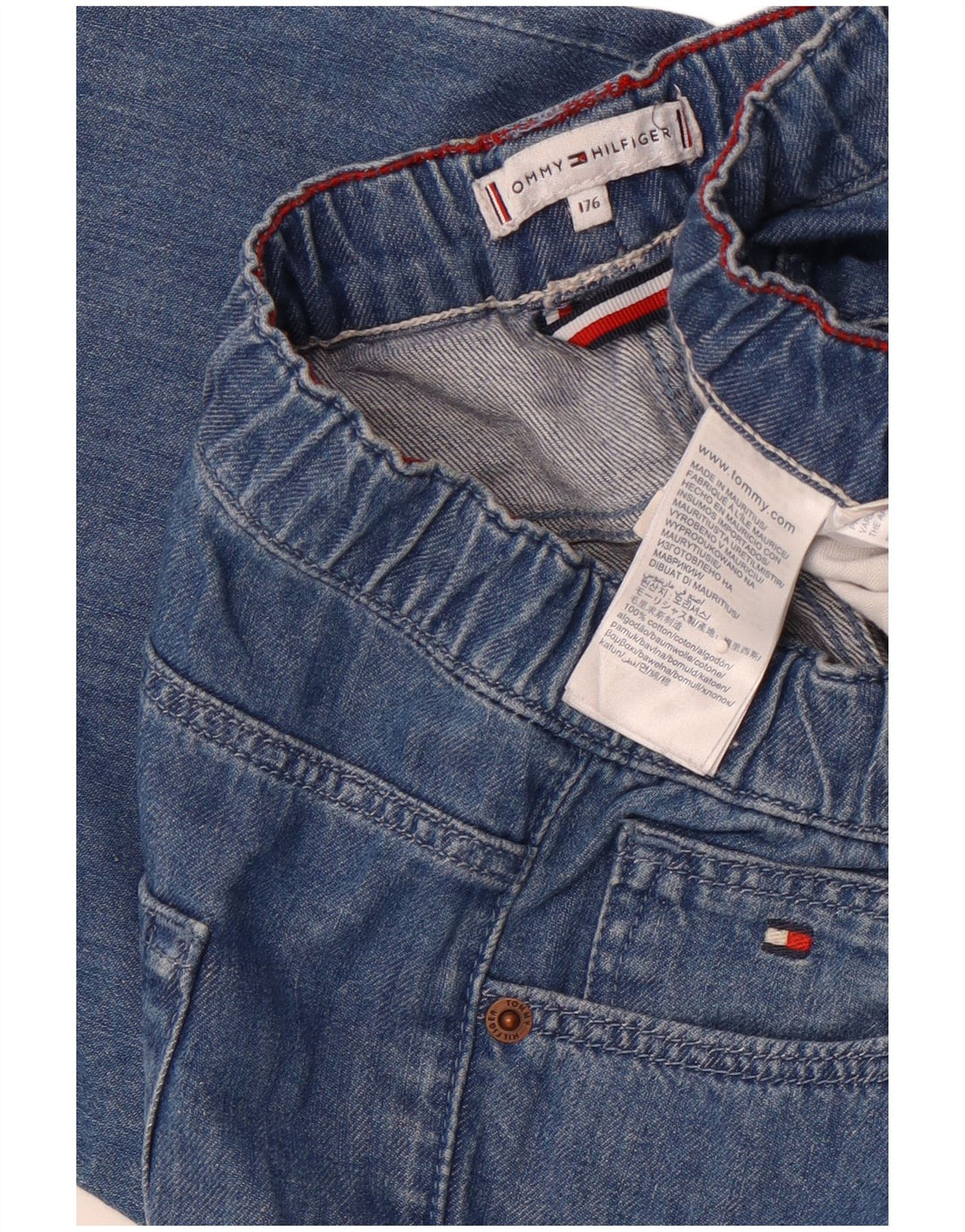 TOMMY HILFIGER Piger Capri Jeans med brede ben 15-16 år W28 L23 Blå Bomuld