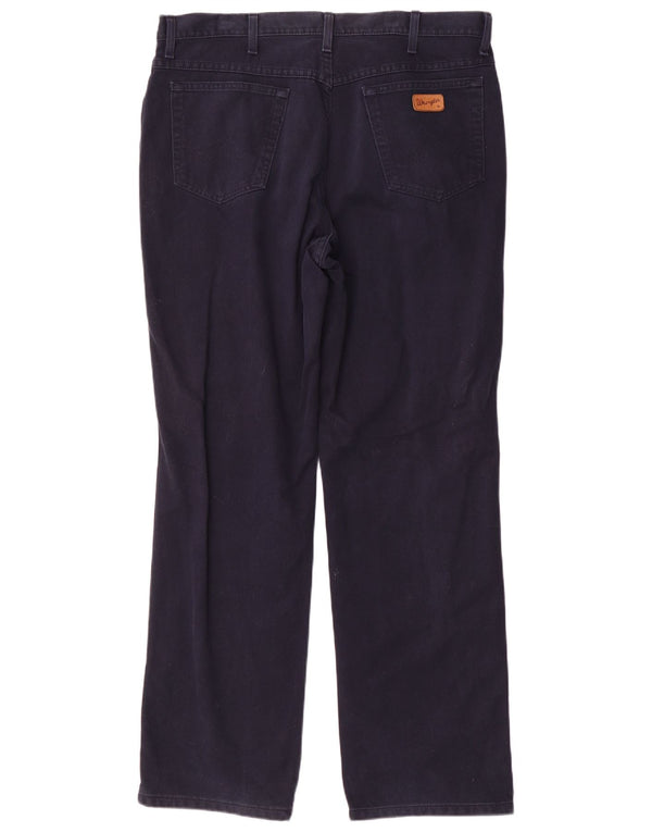 Wrangler Mens Ohio Straight Casual Trousers W38 L32 Navy Blue Cotton