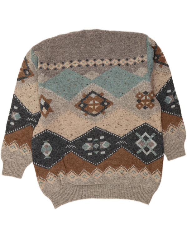 SOUTH COAST Herre V-hals sweater IT 54 XL Grå Fair Isle Wool
