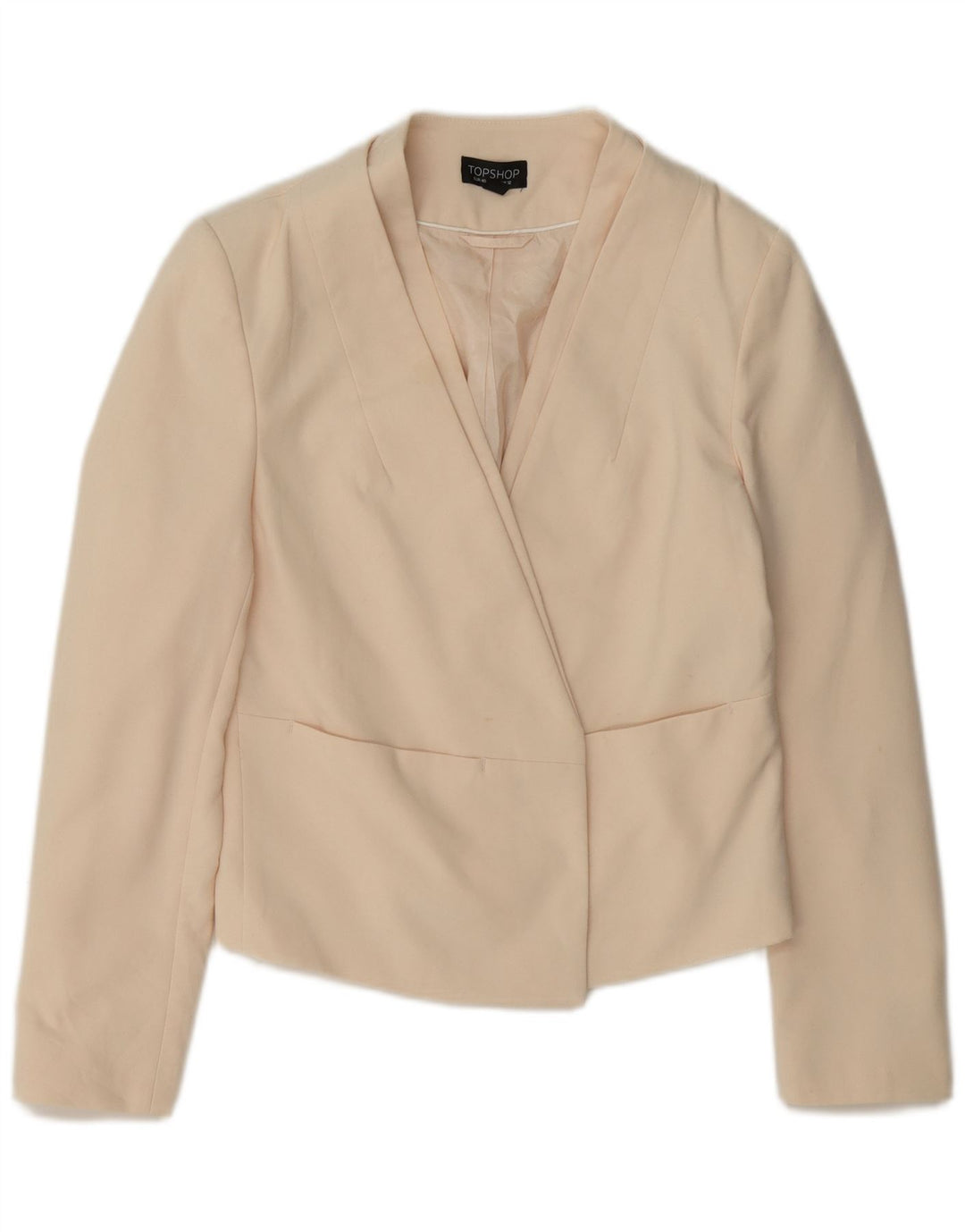 Topshop Dame Crop Open Blazer Jacket UK 12 Medium Off White Polyester