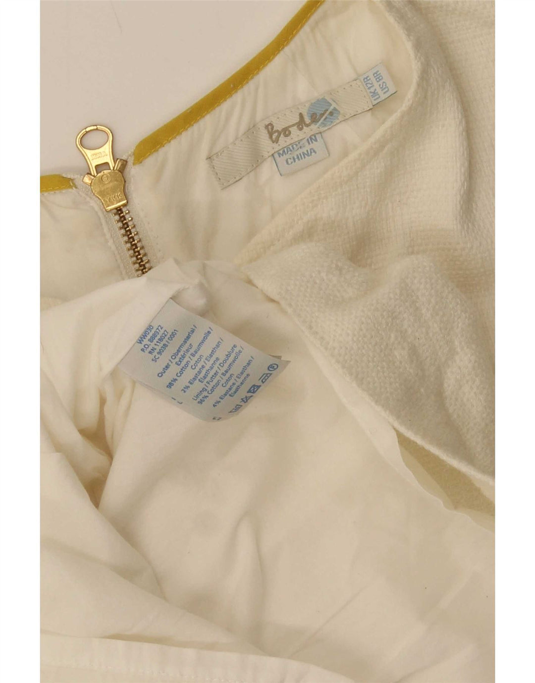 Boden Dame Skede Kjole UK 12 Medium Off White Bomuld