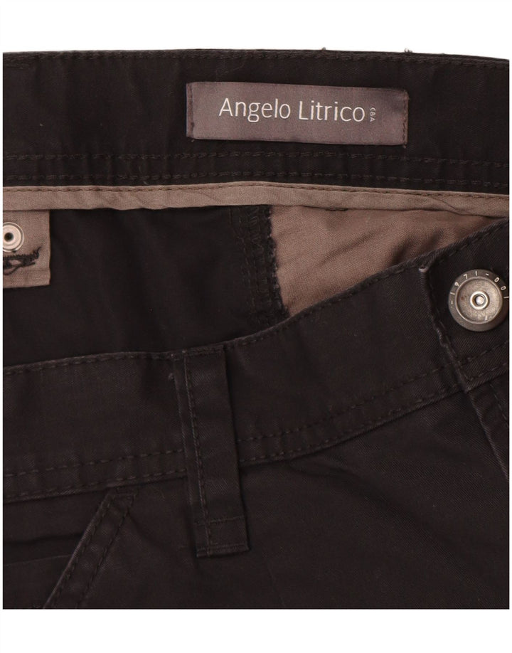 ANGELO LITRICO Herre Cargo Bermuda Shorts EU 58 4XL W42 Sort Bomuld
