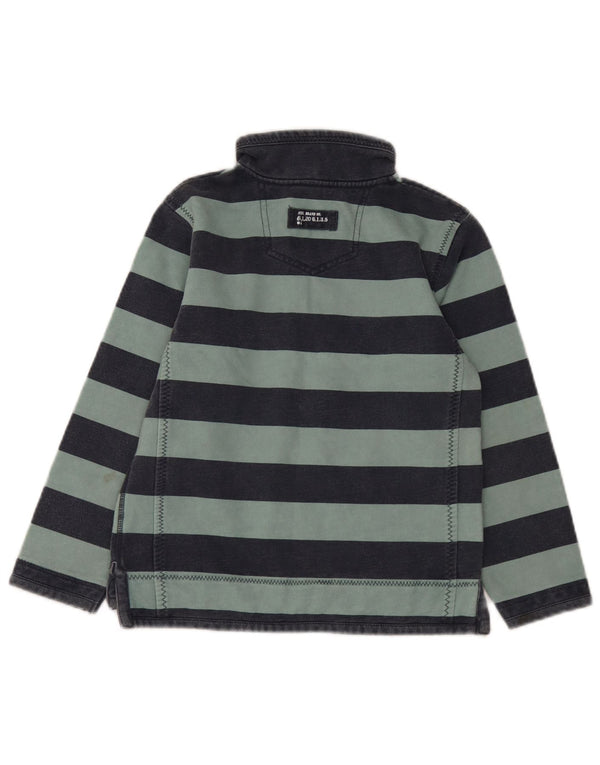 Fat Face Drenge Zip Neck Sweatshirt Jumper 8-9 år Blå Stribet Bomuld