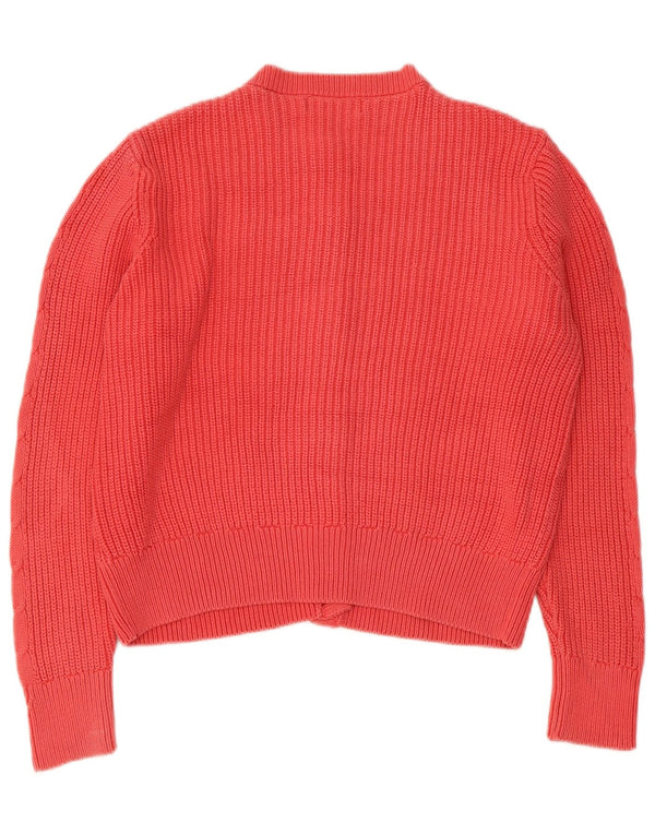 Marks & Spencer Dame Crop Cardigan Sweater UK 12 Medium Pink Bomuld