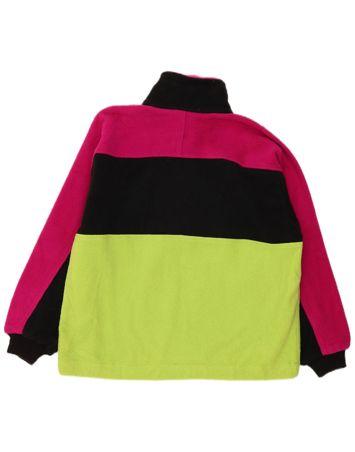 Vintage fleecetrøje med lynlås til mænd mellem grøn Colourblock Polyester