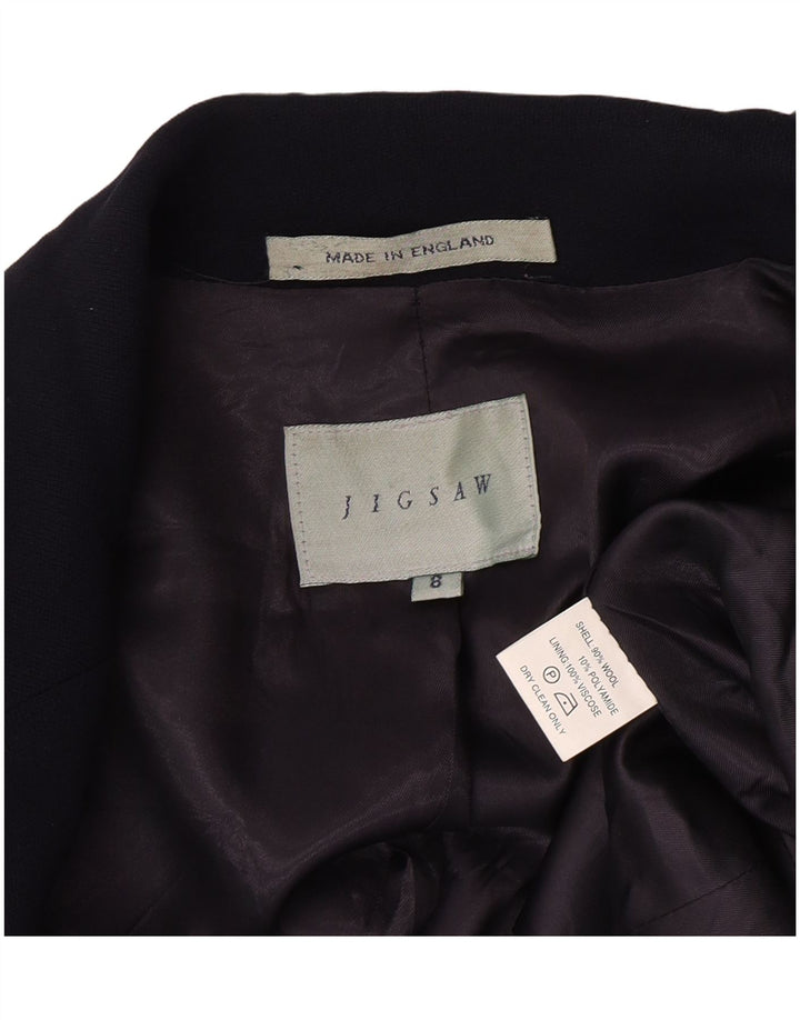 Jigsaw Dame 3-knap Longline Blazer Jacket UK 8 Small Navy Blue Uld