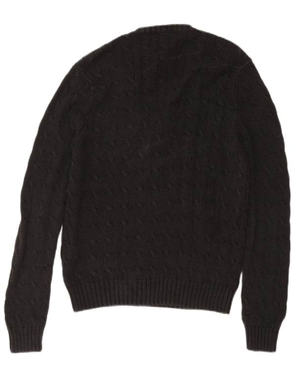 Ralph Lauren Dame V-hals sweater UK 18 XL Sort Bomuld