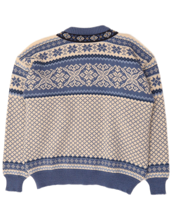 Vintage herre cardigan sweater Medium Blue Fair Isle
