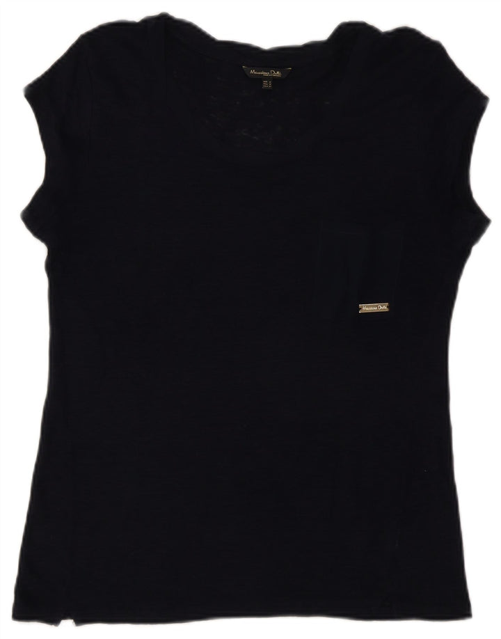 Massimo Dutti Dame T-Shirt Top UK 12 Medium Navy Blue