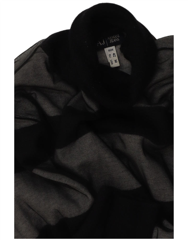 Armani Jeans Dame Roll Neck Jumper Sweater UK 12 Medium Grå Stribet