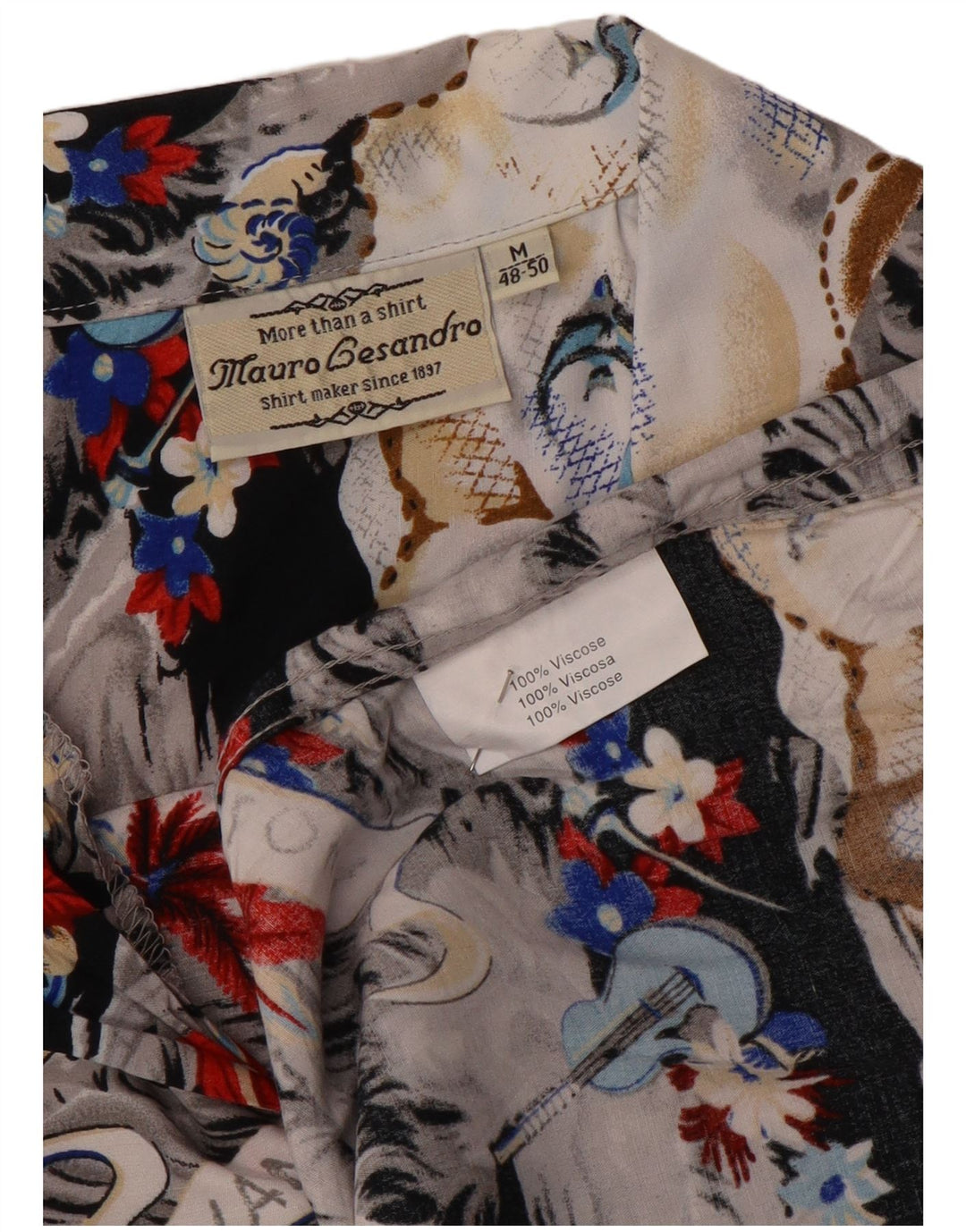 MAURO GESANDRO Herre grafisk skjorte IT 48/50 Medium Flerfarvet Hawaiian