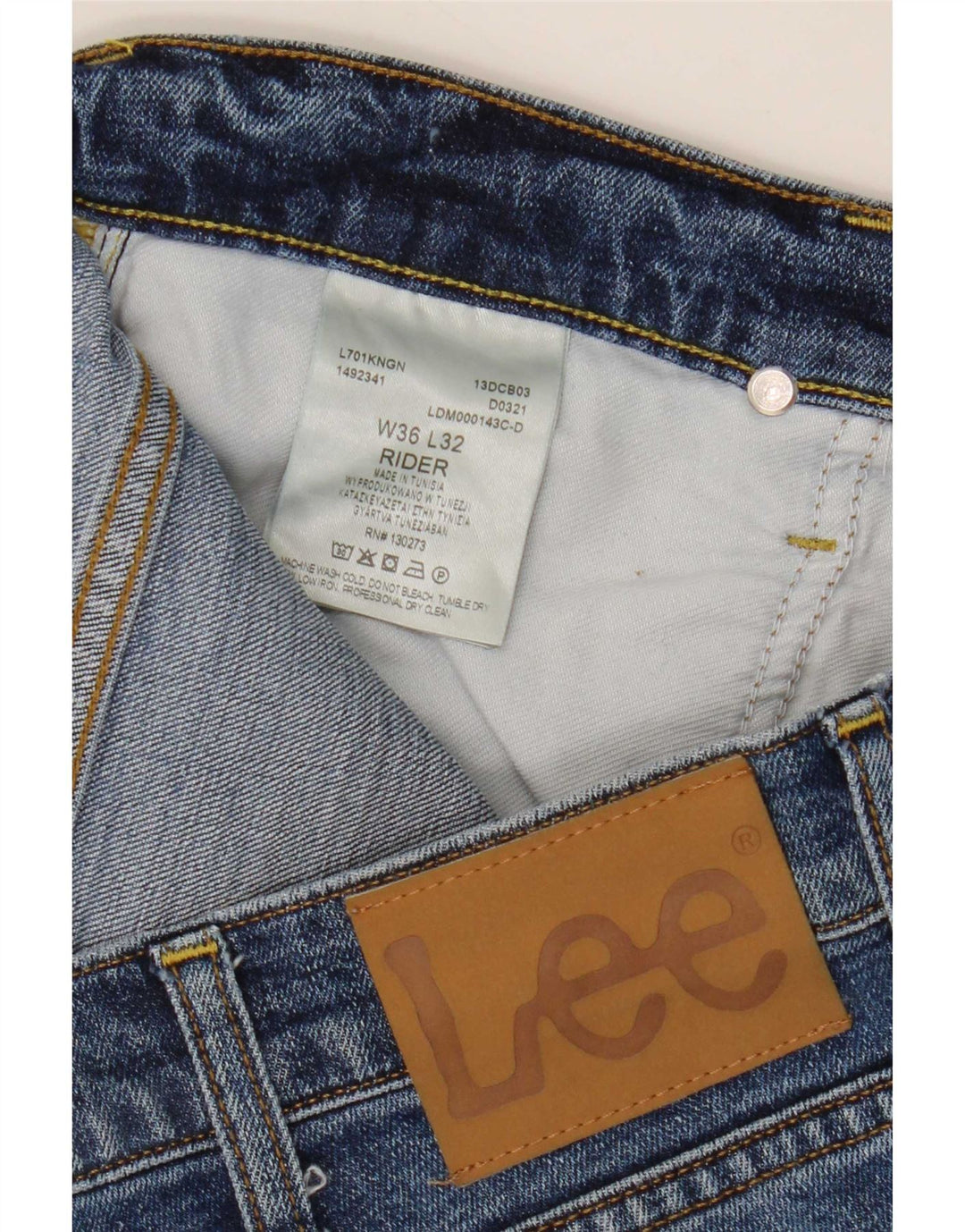 Lee Herre Rider Slim Jeans W36 L32 Blå Bomuld